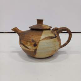 Brown Earthenware Teapot w/ Lid