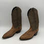 Mens Brown Leather Pointed Toe Pull-On Cowboy Western Boots Size 9 image number 2