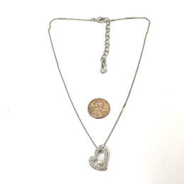 Designer Swarovski Silver-Tone Link Chain Heart Pearl Pendant Necklace alternative image