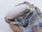 DDD Dominique Dinouart Mexico 925 Modernist Pink Shell Cabochon Long Saddle Ring 11.9g image number 1
