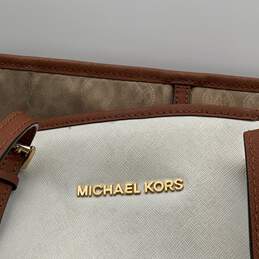 Michael Kors Womens Blue White Leather Double Handle Inner Pocket Tote Bag Purse alternative image