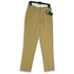 NWT Walter Hagen Mens Tan Khaki Flat Front Slim Fit Chino Pants Size W30 L32