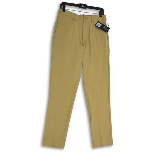 NWT Walter Hagen Mens Tan Khaki Flat Front Slim Fit Chino Pants Size W30 L32 image number 1