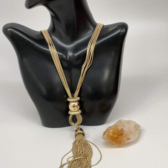 Designer Joan Rivers Gold-Tone Multi Strand Tassel Pendant Necklace image number 1