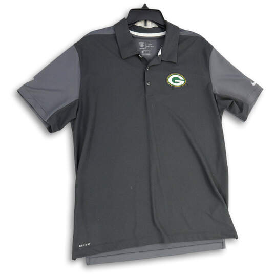 Mens Gray Green Bay Packers Sideline Team Issue Logo NFL Polo Shirt Size XL image number 1