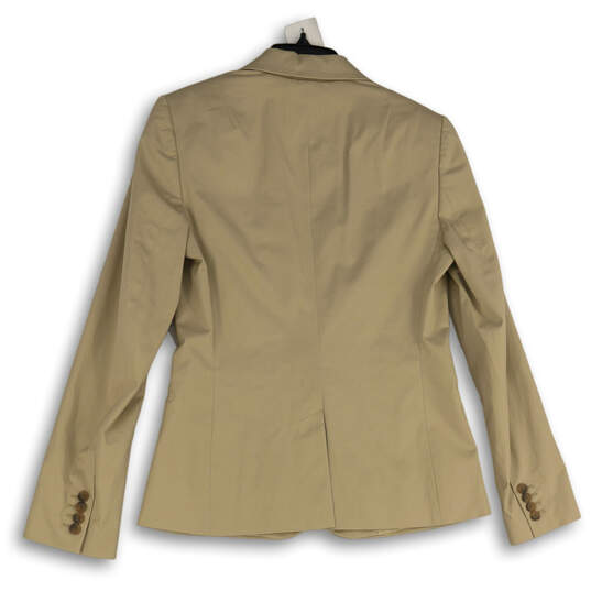 Womens Tan Notch Lapel Long Sleeve Single Breasted One Button Blazer Size 6 image number 2