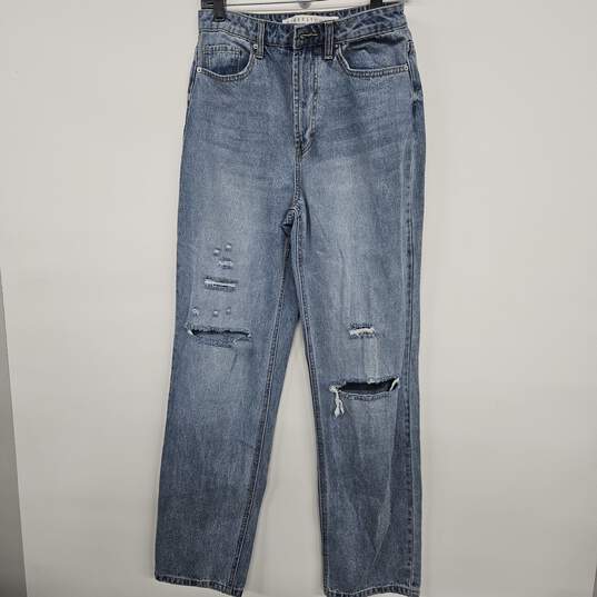 Denim Boot Cut Distressed Jeans image number 1