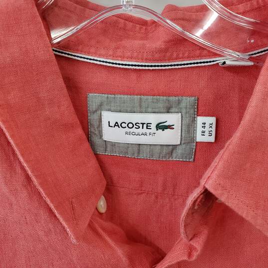 Lacoste Coral Short Sleeve Button Up in Men's Size XL image number 3
