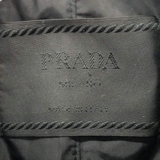 AUTHENTICATED Prada Milano Black Nylon & Leather Jacket Size 38 image number 3