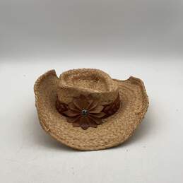 Bullhide Womens Beige Woven Adjustable Round Brimmed Cowboy Hat Size 5