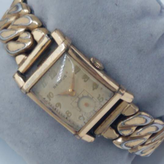 Benrus GP 17 Jewels Gold Tone Tank Vintage Watch image number 4
