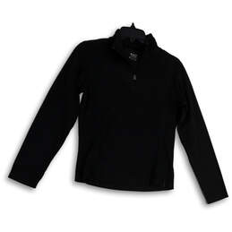 Womens Black Heather 1/4 Zip Mock Neck Pullover Activewear T-Shirt Size S