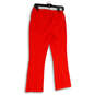 Womens Red Flat Front Pockets Stretch Bootcut Leg Trouser Pants Size 2 image number 2