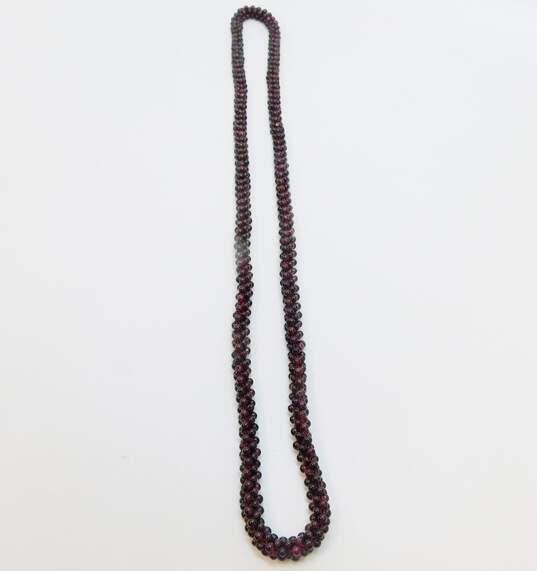 Vintage Garnet Bead Woven Endless Necklace 69.1g image number 3