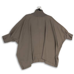 Womens Gray 1/4 Zip Mock Neck Dolman Sleeve Side Slit Pullover Sweater Sz L alternative image