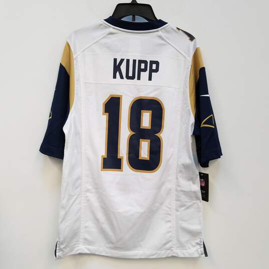 Buy the NWT Mens White Los Angeles Rams Cooper Kupp #18 NFL Football Jersey  Size S