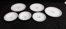 Set of 6 Vintage Bluebell Floral Bowls & Plates with Silver Tone Rim