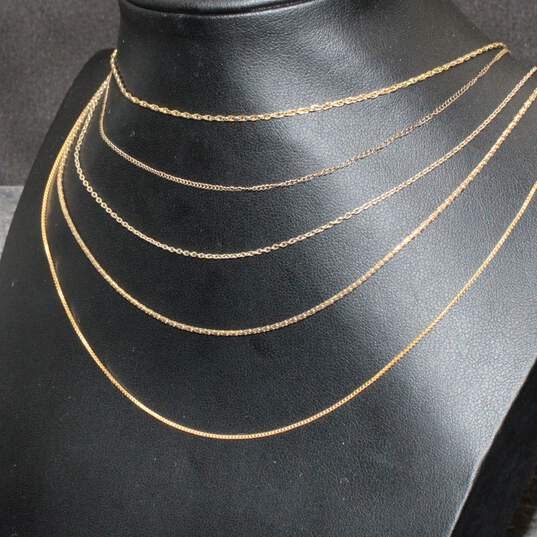 Assortment of 5 Vermeil Necklace Chains - 9.09g image number 2