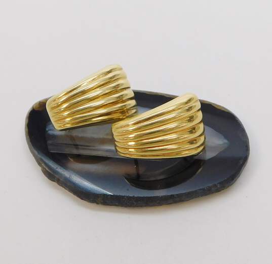 14K Yellow Gold Chunky Ribbed Earrings 5.6g image number 4