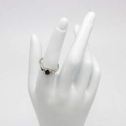 10K White Gold Blue & White Sapphire Accent Ring (Size 6.5)-2.1g