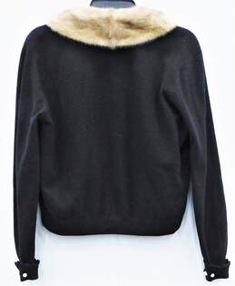 Dalton Vintage Black Cashmere Mink Collar Sweater Womens SZ M alternative image
