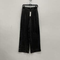 NWT Womens Black Elastic Waist Pull-On Wide-Leg Dress Pants Size X-Small