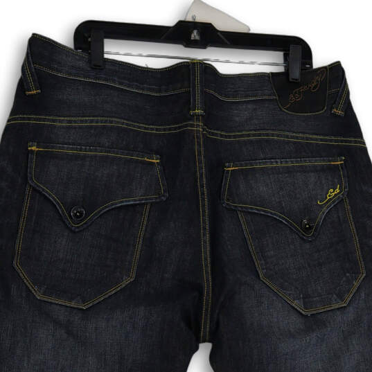 Mens Blue Denim Medium Wash 5-Pocket Design Straight Leg Jeans Size 38X30 image number 4