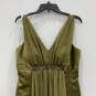 Womens Green Pleated V Neck Sleeveless Back Zip Bridesmaid Maxi Dress Sz 12 image number 3