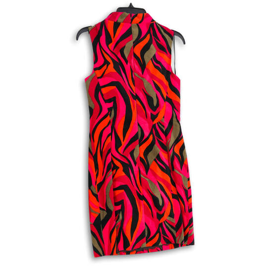 Womens Multicolor Abstract Mock Neck Sleeveless Back Zip Shift Dress Size 4 image number 2