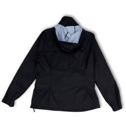 Womens Black Long Sleeve Pocket Full-Zip Hooded Windbreaker Jacket Size L alternative image