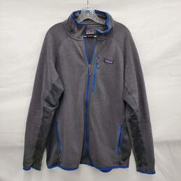 Patagonia MN's Performance Insulted Grey & Blue Fleece Full Zip Sweat Jacket Size XL