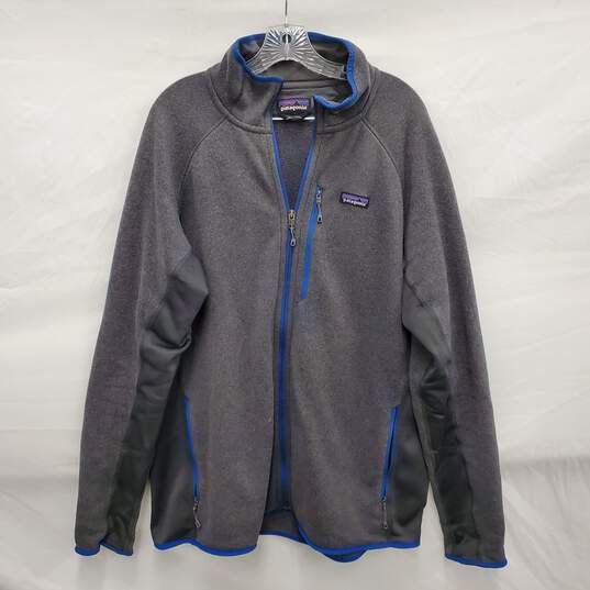 Patagonia MN's Performance Insulted Grey & Blue Fleece Full Zip Sweat Jacket Size XL image number 1