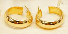 14K Yellow Gold Puffy Hoop Earrings 4.8g