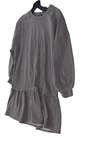 NWT Womens Gray Band Sleeve Crew Neck Ruffle Casual Mini Dress Size XS image number 2