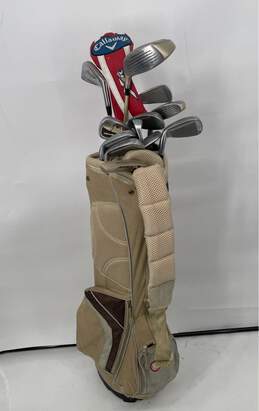 Ram And Memorial Golf Beige Walking Bag With Golf Clubs Set W-0532005-M