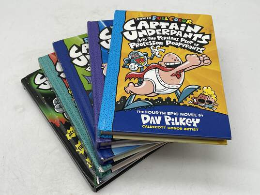 Lot Of 5 Multicolor Captain Under Pants Epic Hardcover Novel By Dav Pilkey image number 1
