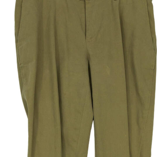 Womens Beige Flat Front Straight Leg Slash Pocket Khakis Pants Size 10P image number 3