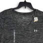 NWT Womens Gray Black Space Dye V-Neck Short Sleeve Pullover T-Shirt Sz 2X image number 3