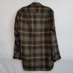 Vintage Pendleton brown wool plaid button up shirt men's size 15 alternative image