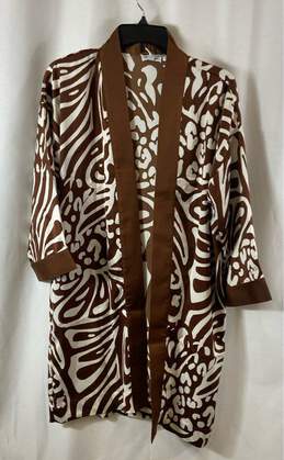 NWT Chico's Womens Brown Travelers Collection Animal Print Kimono Jacket Sz S/M