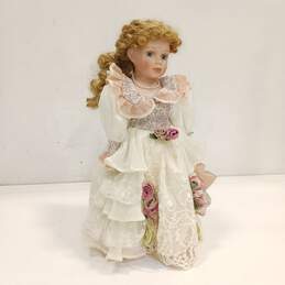 Vintage Victorian Themed Porcelain Doll w/Stand
