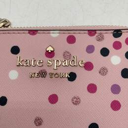 Womens Pink Sported Logo Charm Zipper Card Wallet With Dust Bag