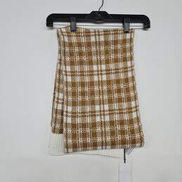 Brown White Plaid Knitted Multipurpose Rectangle Scarf