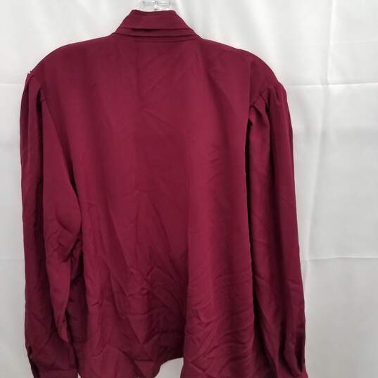 Yves St. Clair Burgundy rayon Button Up Blouse VTG image number 2