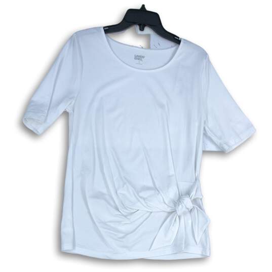 Lands' End Womens White Round Neck Short Sleeve Pullover T-Shirt Size 6-8 image number 1