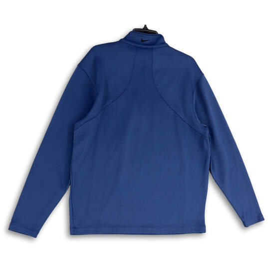 Womens Blue Long Sleeve Mock Neck Quarter Zip Pullover Jacket Size Large image number 2