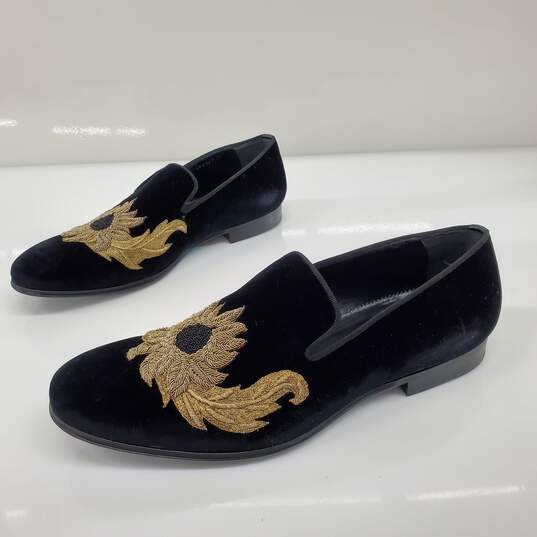 Alexander McQueen Men's Black Velvet Embroidered Slip On Shoes Size 10.5 w/COA image number 4