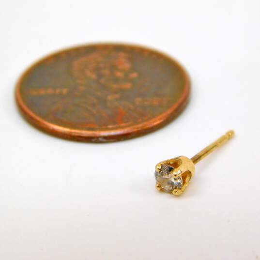 14K Yellow Gold 0.14 CT Salt & Pepper Diamond Single Stud Earring 0.1g image number 5