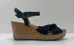 UGG Black Leather Wedge Sandal Heels Shoes 8.5