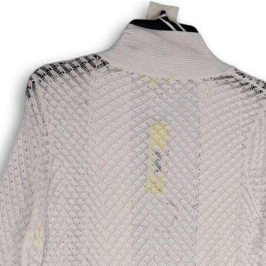 NWT Womens White Crochet Long Sleeve Open Front Cardigan Shrug Size Large image number 2
